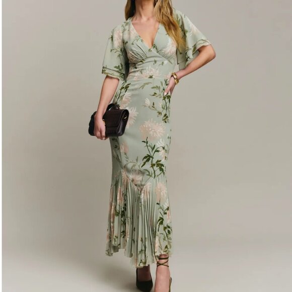 Reformation Salvia Dress Green - Size 2 - Picture 1 of 1